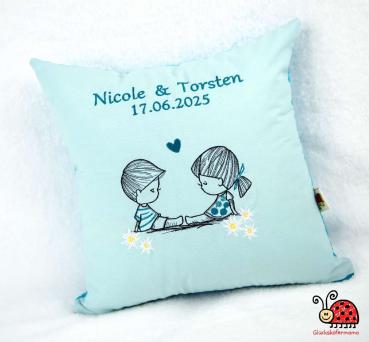 Geschenk Hochzeit Kissen Skizze Paar Edelweis